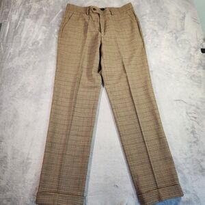 Seventy Venezia Italian 48 Houndstooth Dress Pants Trousers Brown 33x31 Stretch